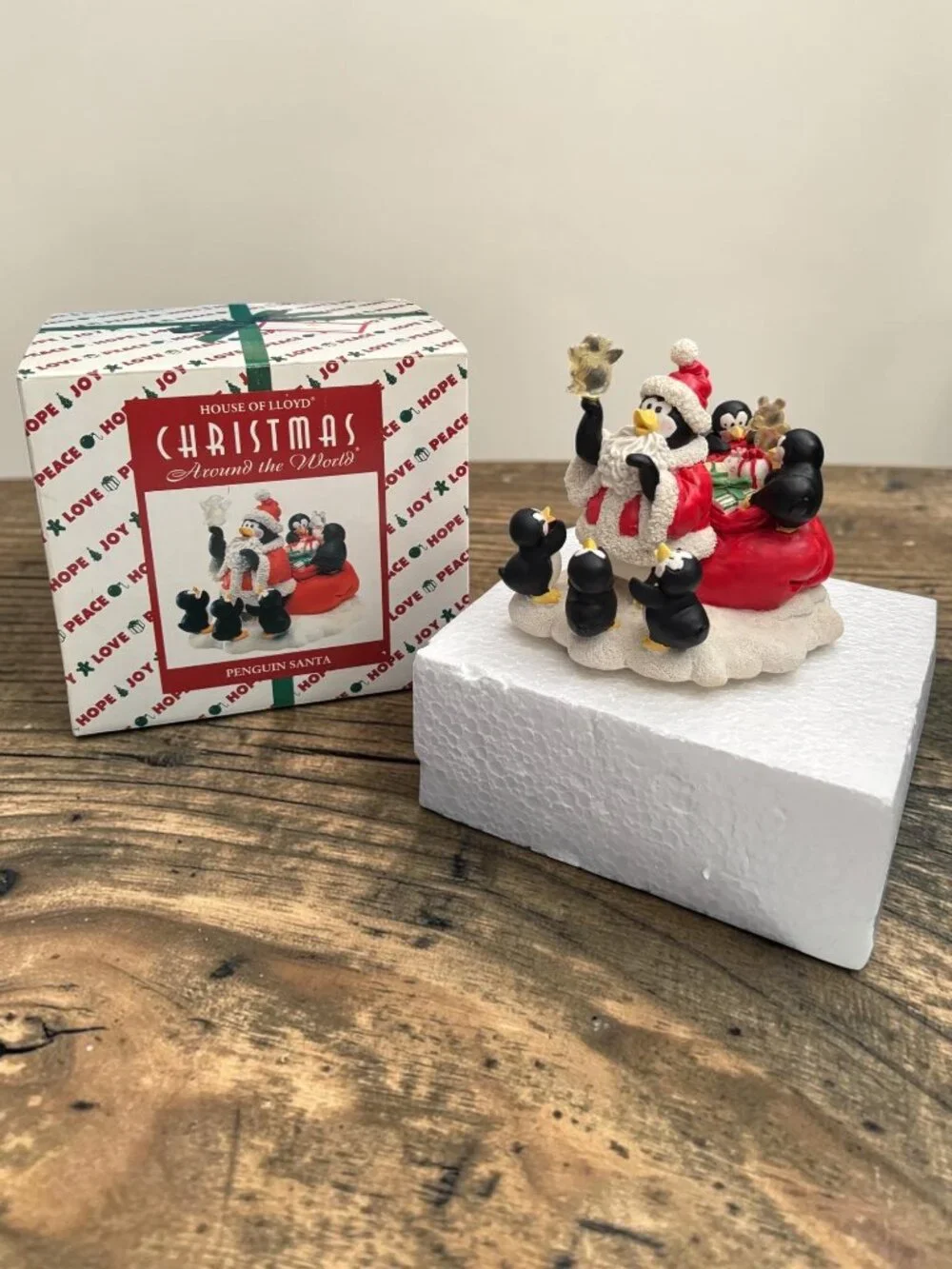 House Of Lloyd Christmas Penguin Santa Figurine With Box 1997 Musical Snowy Base